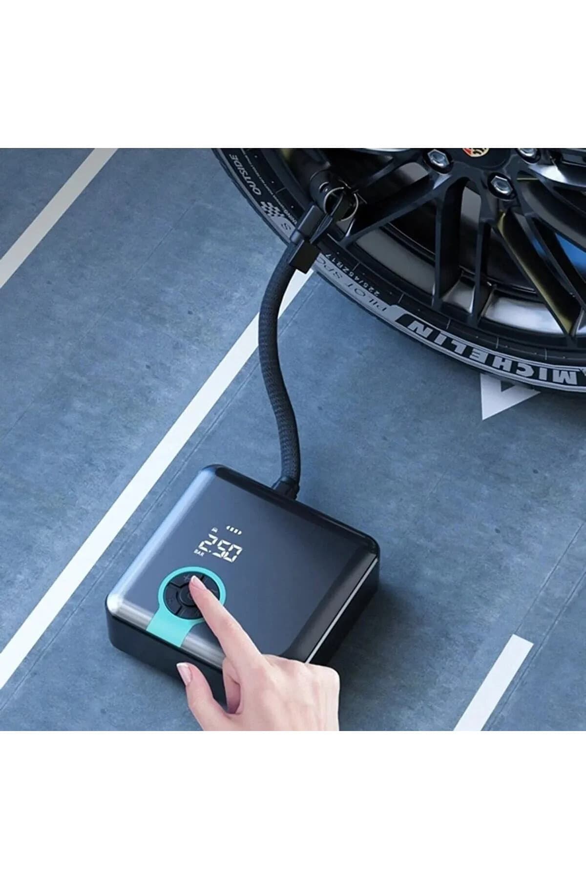 MATECHNO Mini Şarjlı Araba Hava Kompresörü Oto 150PSI Dijital Led Panel Taşınabilir Lastik Şişirme Pompası