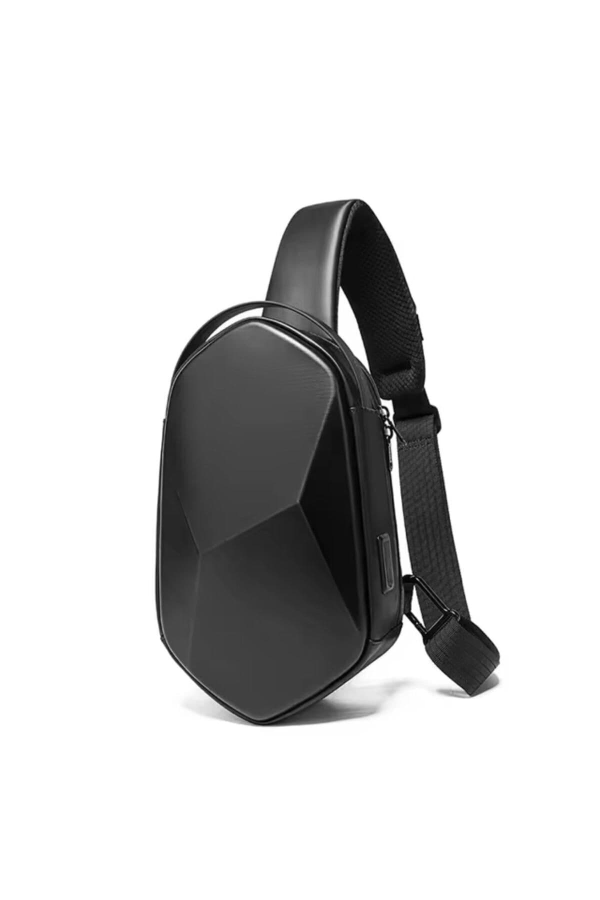 NEWISH POLO ACCESSORIES Siyah Motorcu Çapraz Omuz ve Bel Çantası Sert Kabuk Tasarımı Çift Yön Askılı