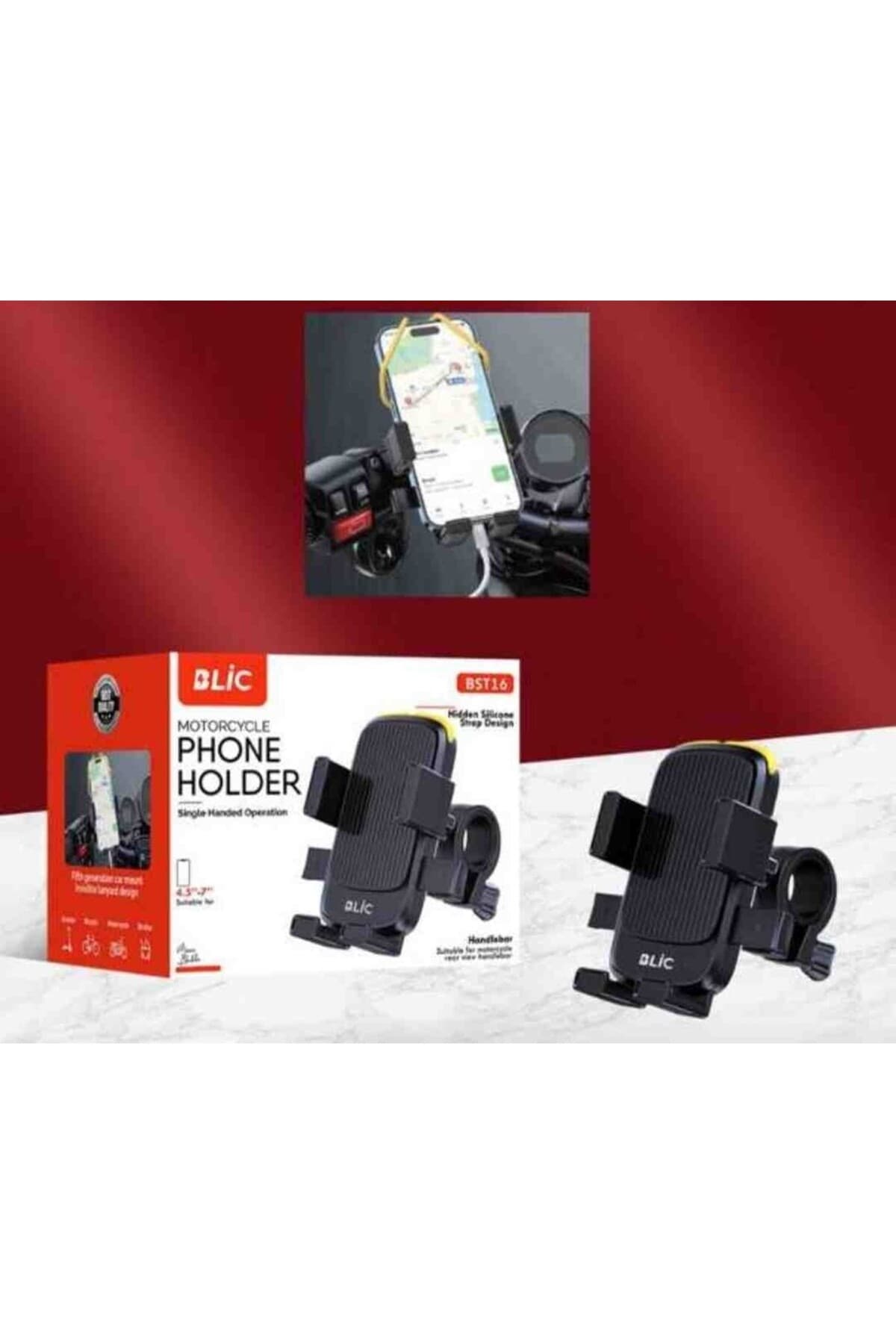 BST16 Titreşim Önleyicili Gidon Bağlantılı Motosiklet Telefon Tutucu