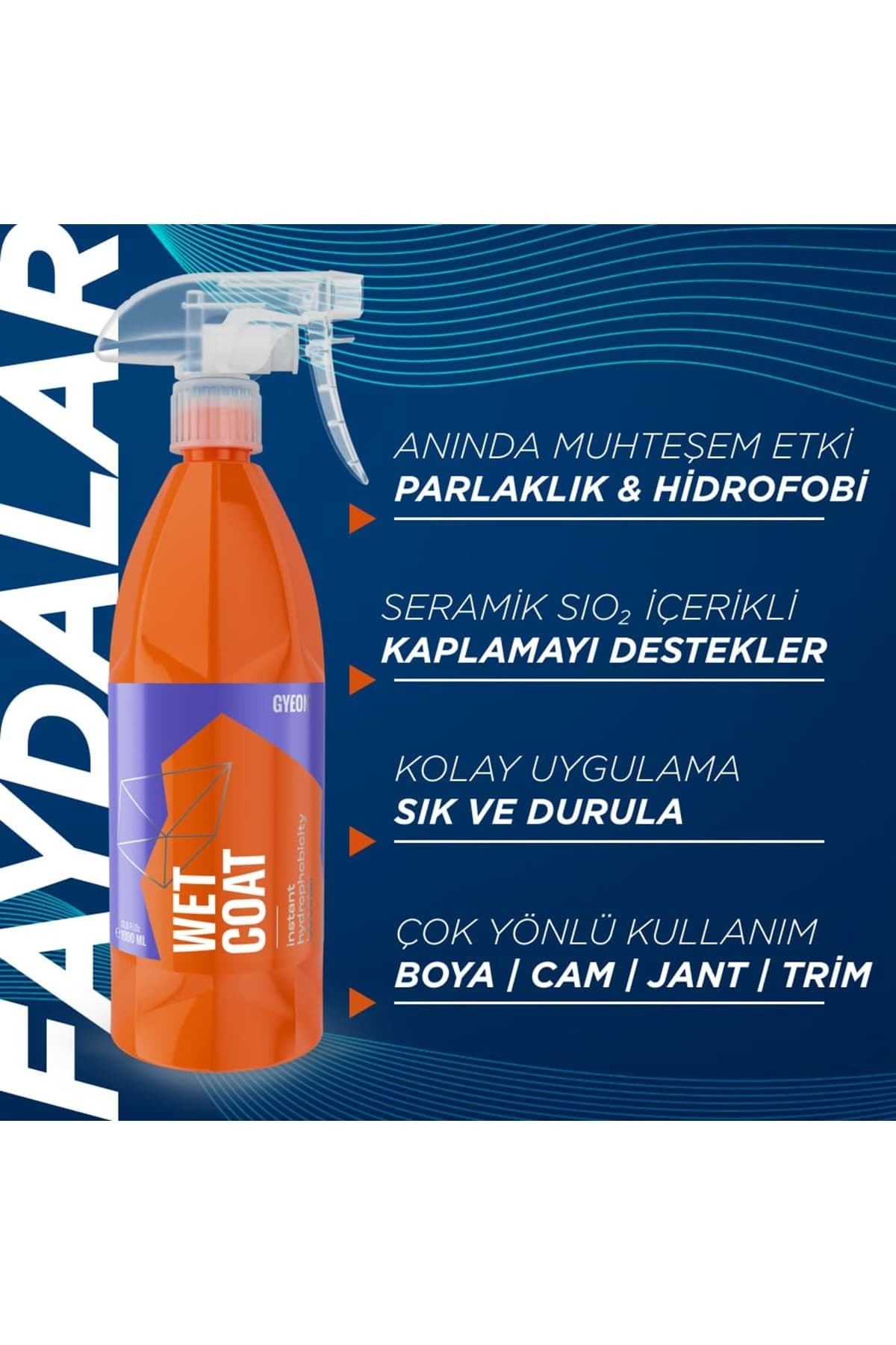 Gyeon Q²M WetCoat Nano Boya Koruma Ve Seramik Sprey Hızlı Cila - 500 ml -Su İtici Parlak Islak Cila