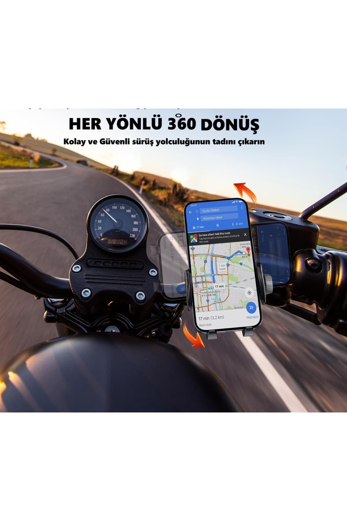 outfire Süspansiyon'Lu Titreşim Önleyici Gidon Bağlantılı Motosiklet Bisiklet Scooter Telefon Tutucu