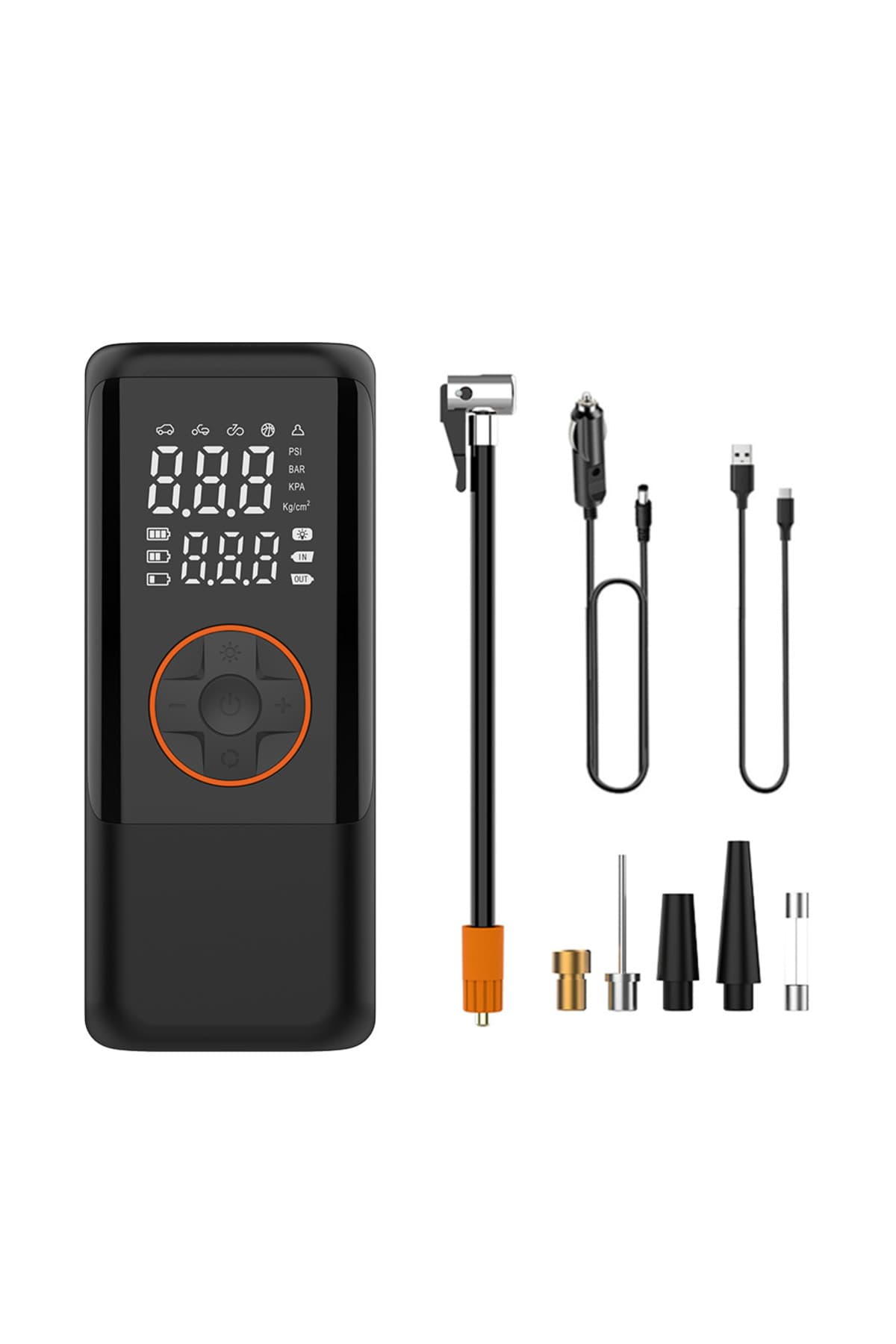 MATECHNO 4500 MaH Şarjlı Taşınabilir Araba Lastik Hava Top Şişirme Pompası Led Işıklı Dijital Hava Kompresörü