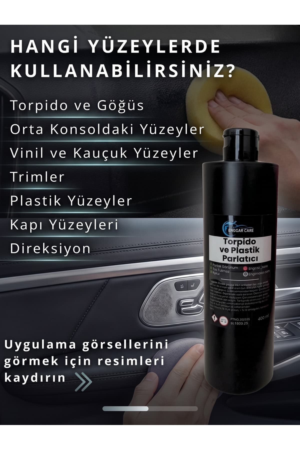 EngCar Care 3 Adet Torpido Parlatıcı Temizleyici Sprey Fresh Kokulu- Plastik Parlatıcı Yenileyici Süt 400ml
