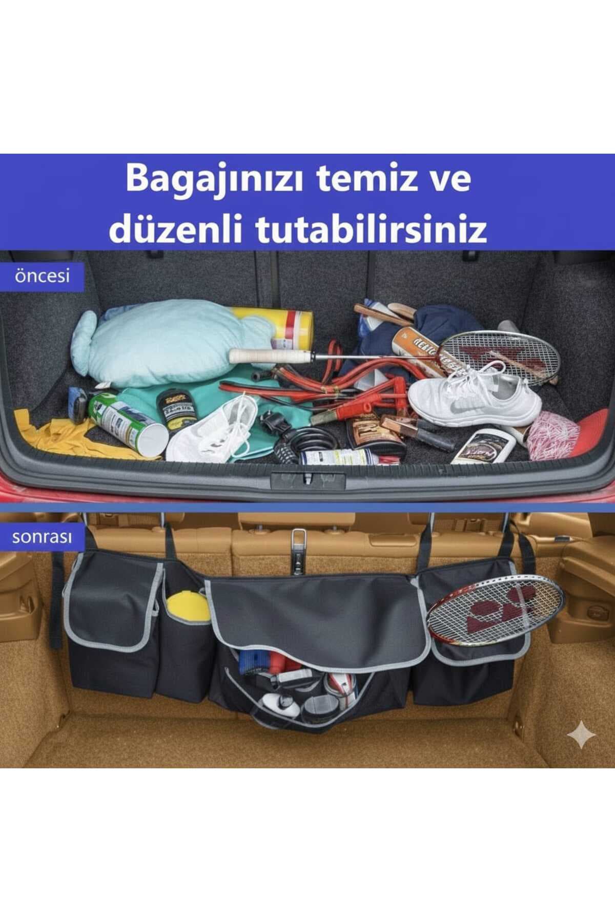 Bagaj Düzenleyici Araç İçi Düzenleyici Araç İçi Koltuk Arkası Asmalı Organizer 4 Cepli Araba Bagaj