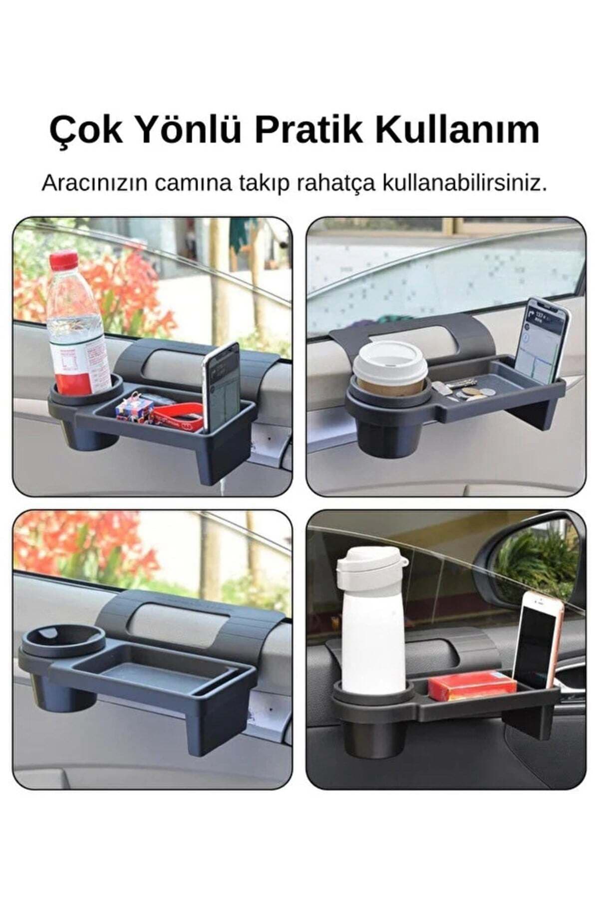 Araba Yan Cep Organizeri – Araç İçi Bardaklık ve Telefon Tutuculu Çok Amaçlı Düzenleyici