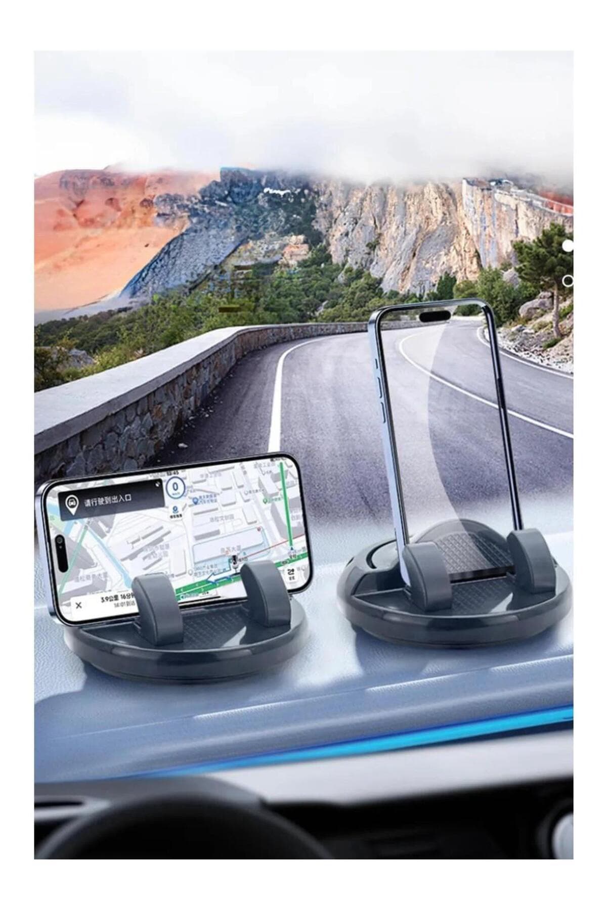 360° Dönebilen Siyah Yapışkanlı Numaratörlü Araç Telefon Tutucu Numaratör 50 Adet Rakam