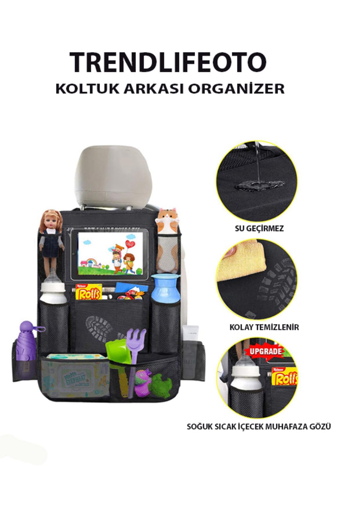 Araç Koltuk Arkası Organizer Tablet Telefon Tutucu Araba Içi Düzenleyici Oto Koltuk Bebek Koruyucu İthal 1. Kalite