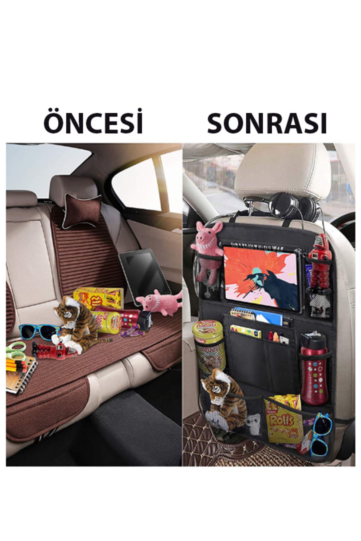 Araç Koltuk Arkası Organizer Tablet Telefon Tutucu Araba Içi Düzenleyici Oto Koltuk Bebek Koruyucu İthal 1. Kalite