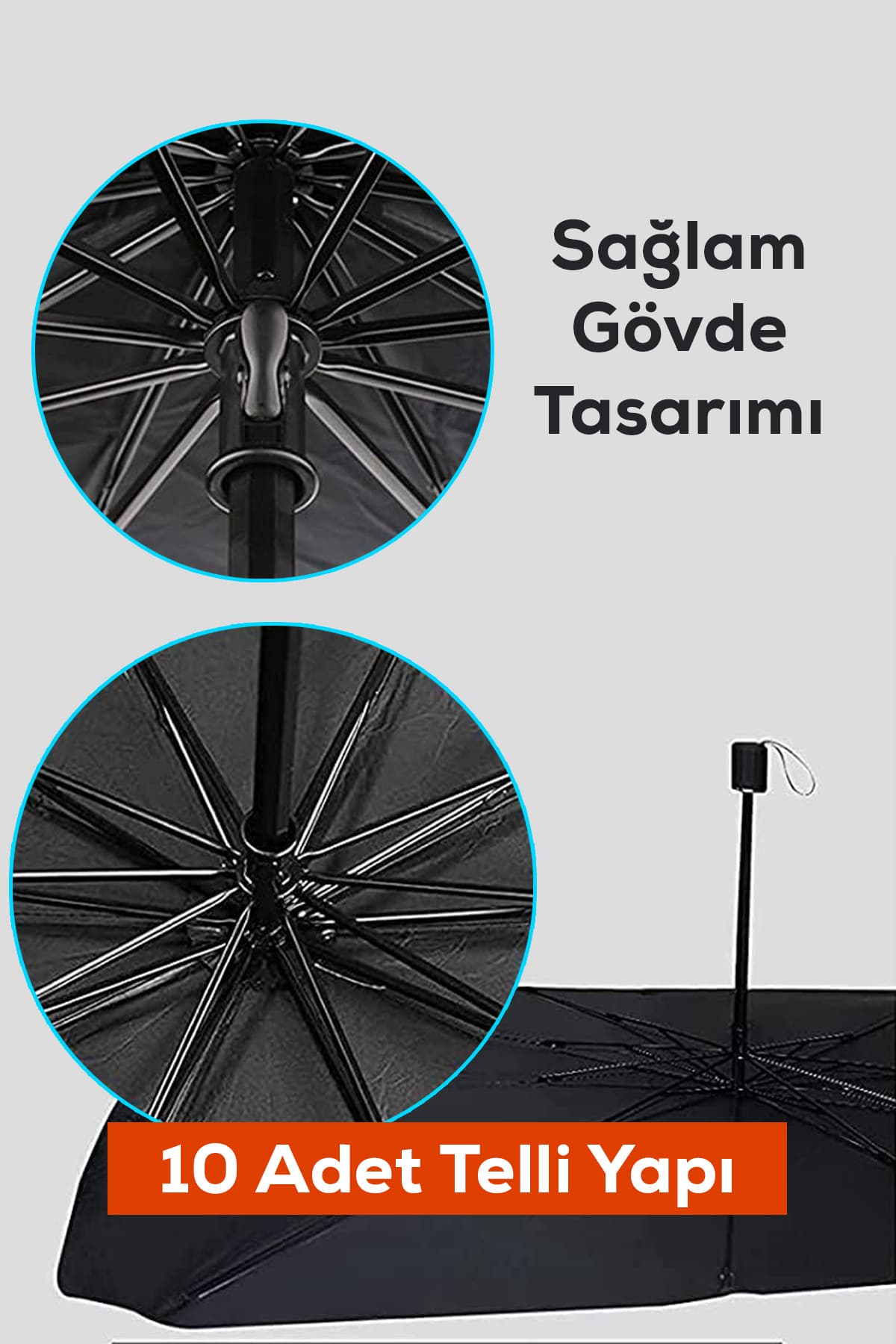 Araç İçi Ön Cam Güneşlik Şemsiyesi 140x80 cm Katlanabilir Isı Koruyucu + Numaratörlü Telefon Tutucu Hediye