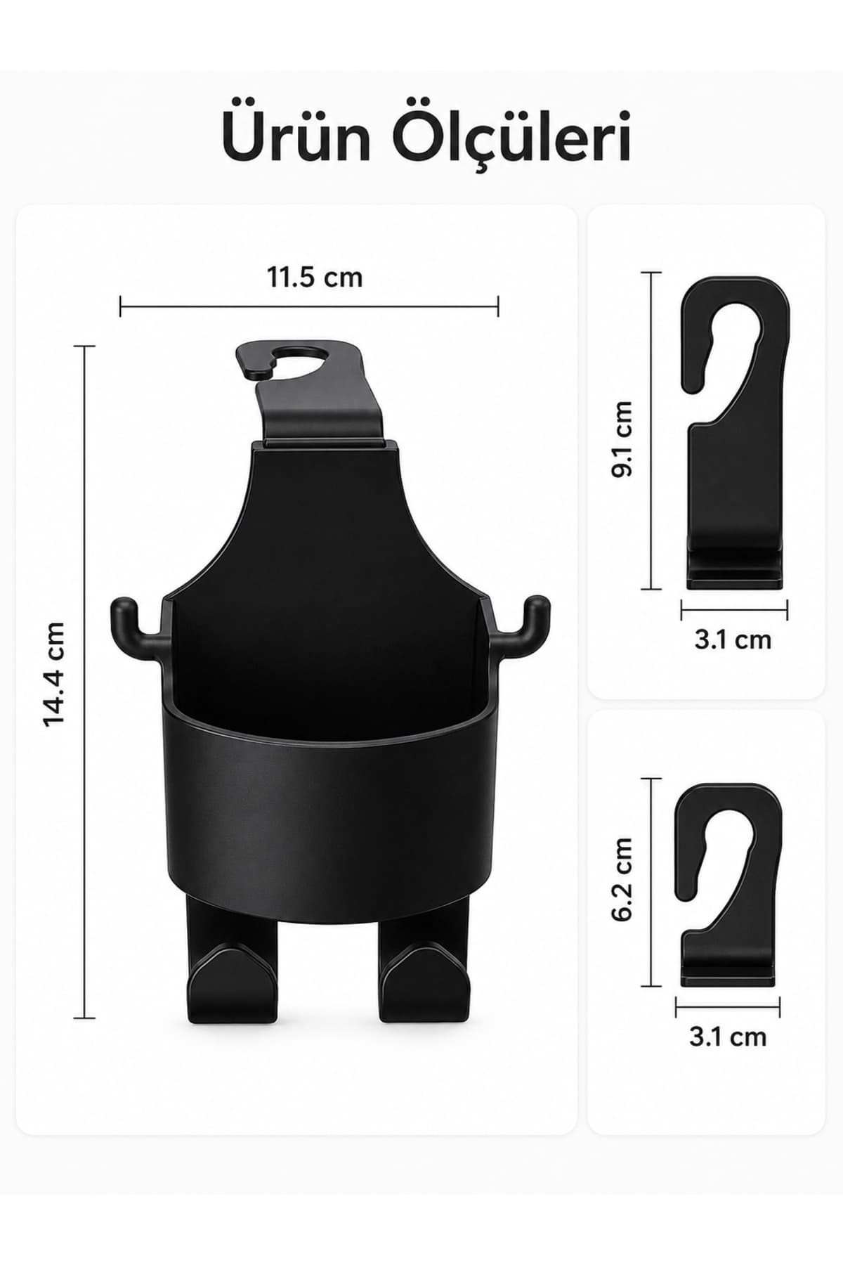 Araç Koltuk Arkası Organizer - 2'li Paket - Bardak + Telefon + Tablet Tutucu - Araç İçi Düzenleyici Askılık Aparat