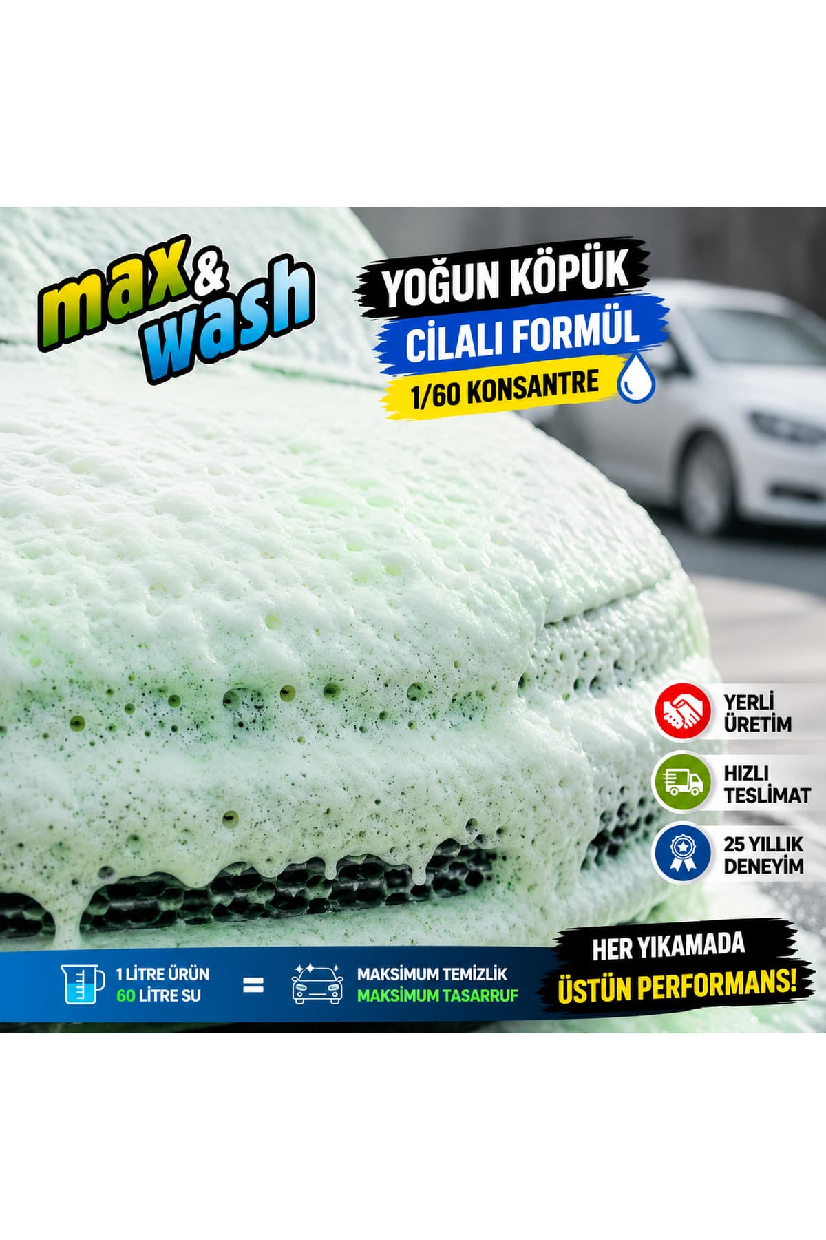 4 KG Cilalı Oto Şampuanı 1/60 Konsantre – Profesyonel Yüksek Köpüklü Araç Şampuanı