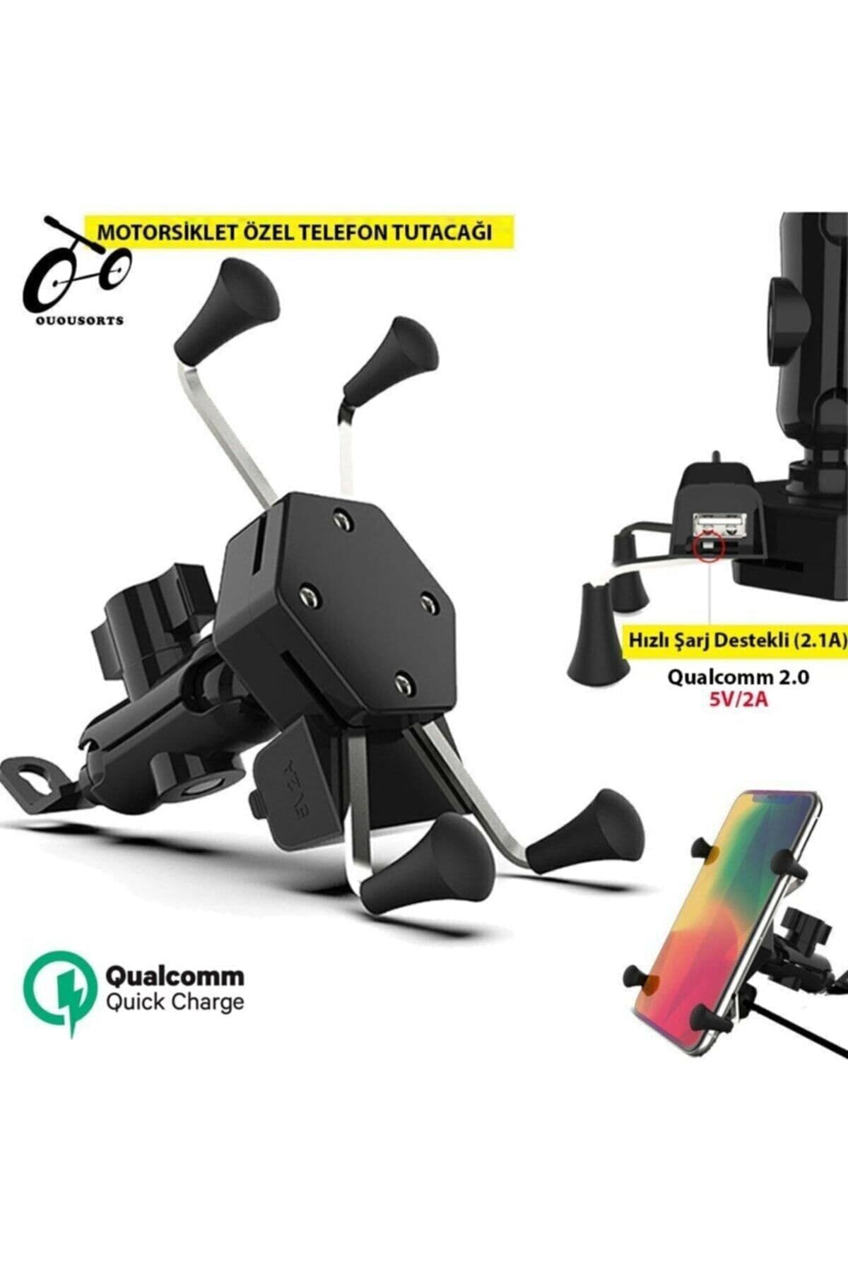 Usb Şarjlı Ayna Bağlantılı Motosiklet Telefon Tutucu Motor Tutacağı