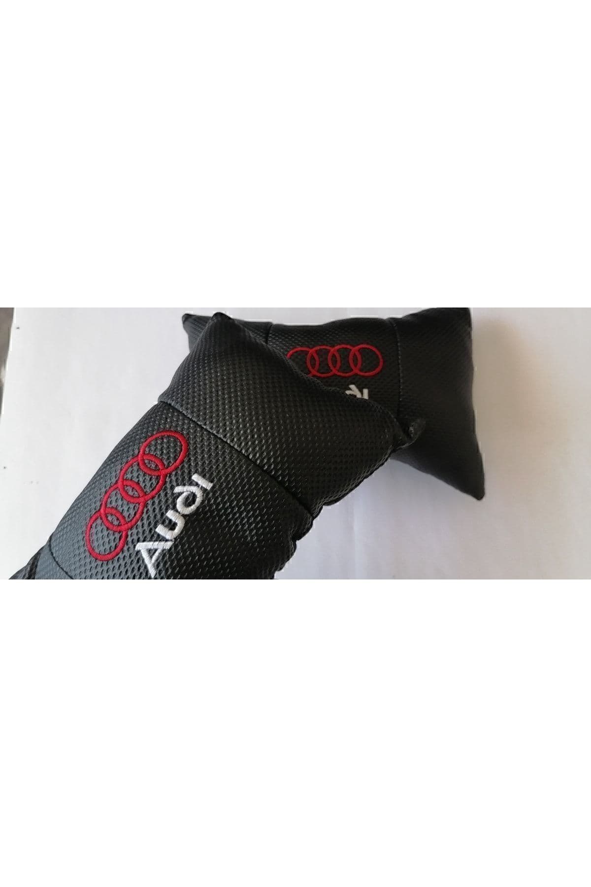 Audi Logo Q5 Q7 Q8 Model Oto Araba Ofis Bel Destek Koltuk Boyun Yastığı Vinil Deri Nakış Işlemeli