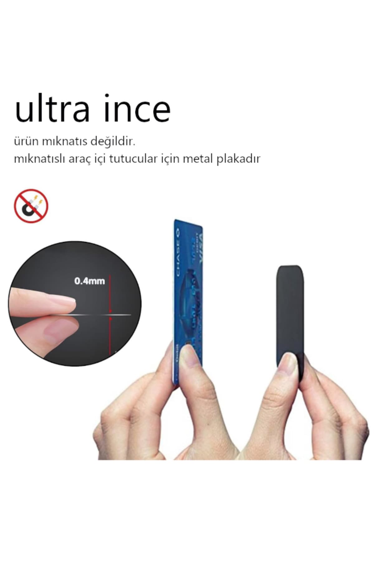 Araç İçi Mıknatıslı Telefon Tutucu İçin Metal Plaka Seti -Güçlü Manyetik 3M Mıknatıs Demiri [4adet]