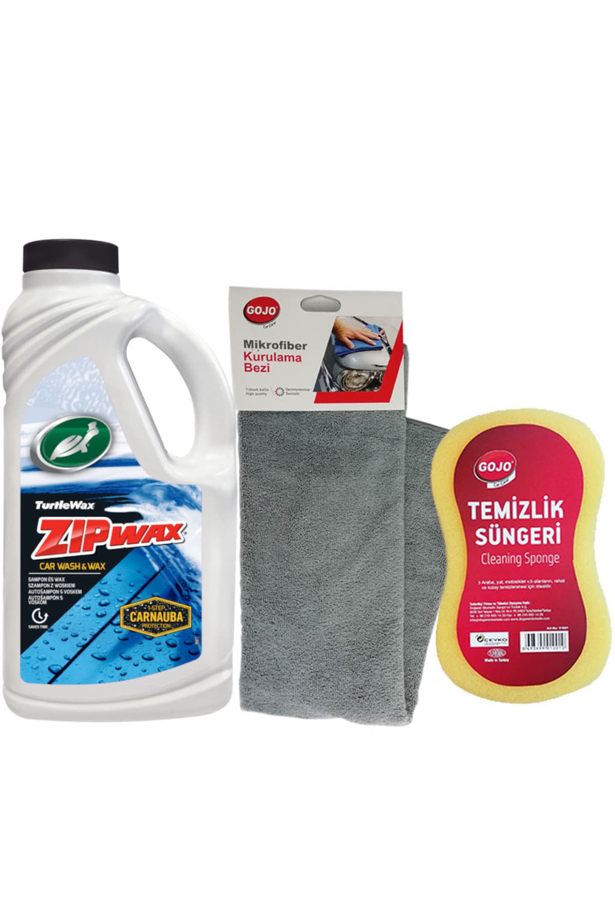 Zip Wax Cilalı Oto Yıkama Şampuanı 60 Yıkama 1 L Yıkama Süngeri Kurulama Havlusu