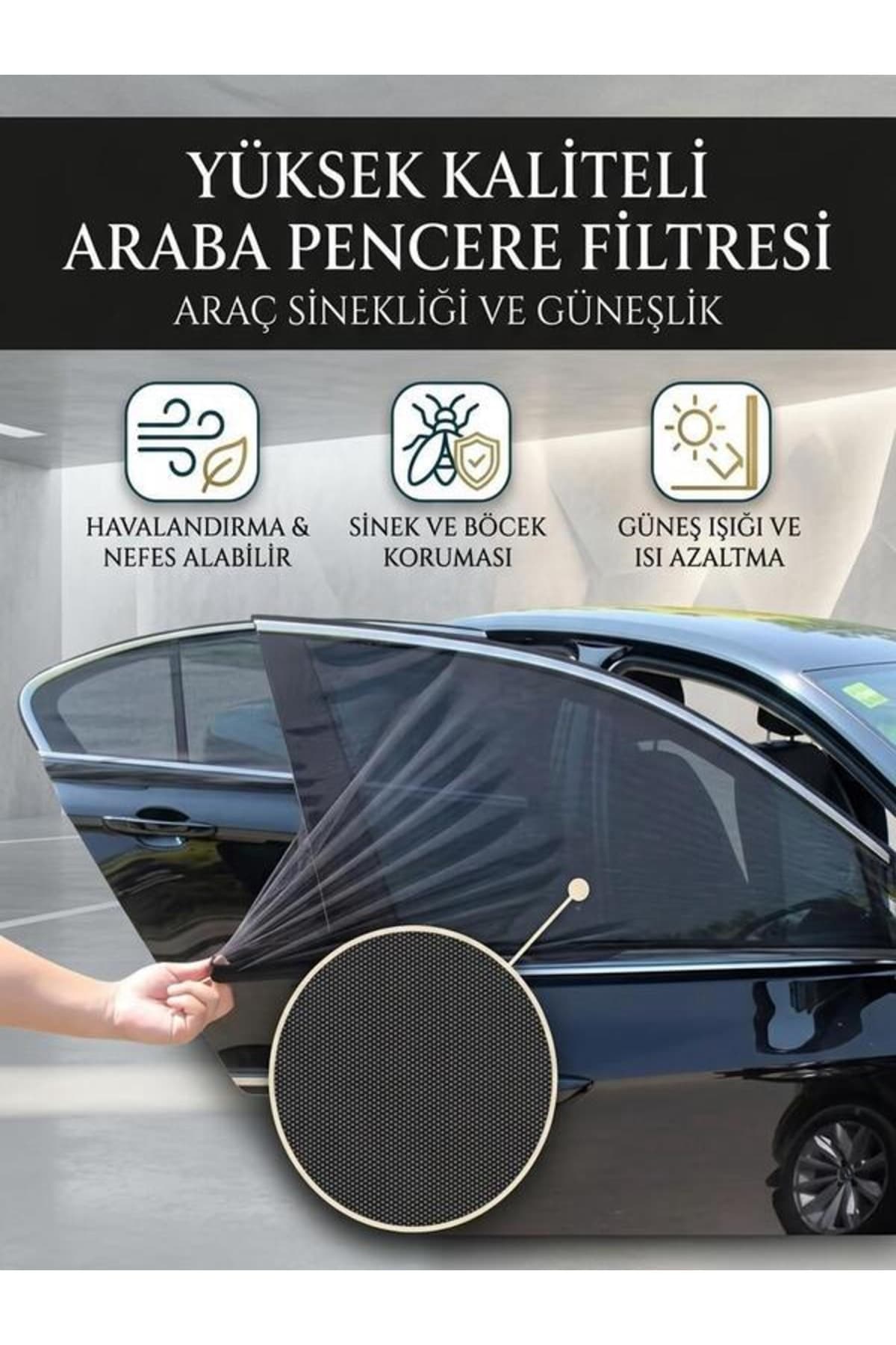 2 li Oto Cam Güneşlik Araba Gölgelik Perde Araç İçi Yan Cam Pencere Güneşliği Arka Cam Kılıfı Örtüsü