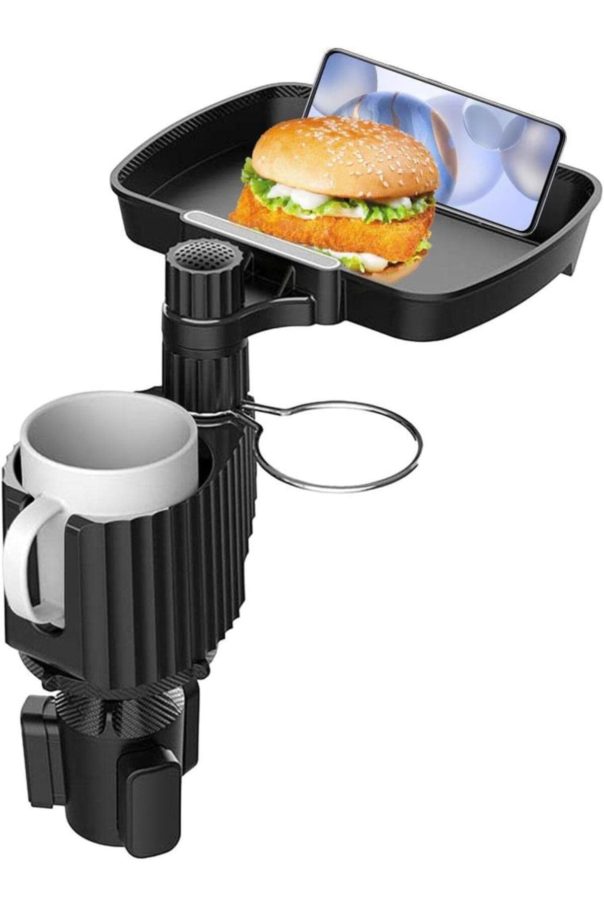 Araç Oto Tır Kamyon Telefon 360° Çift Bardak Tutucu Portatif Tepsi Masa