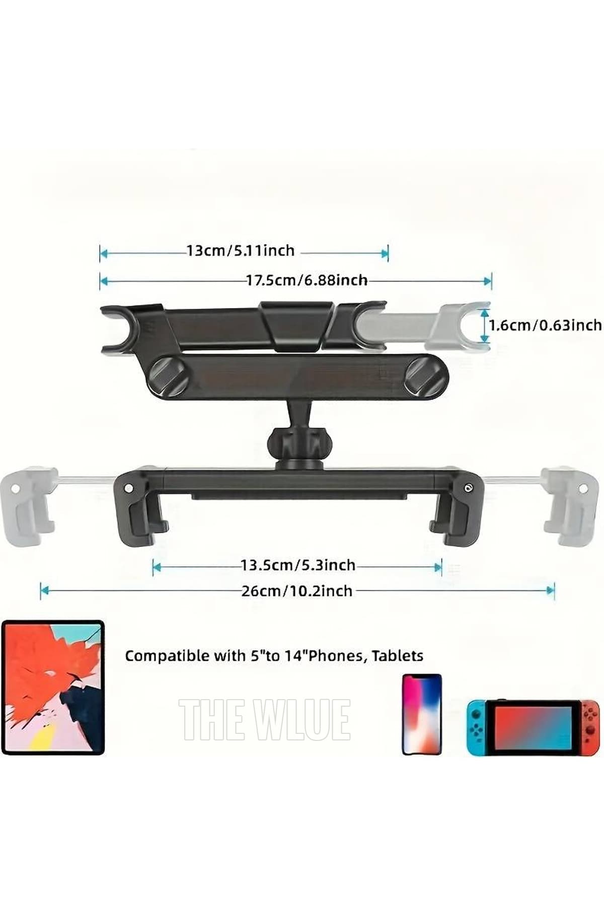 Araç İçi Akrobat Koltuk Arkası Tablet ve Telefon Tutucu Stand Ayarlanabilir Açı 13.5cm -26cm Uyumlu