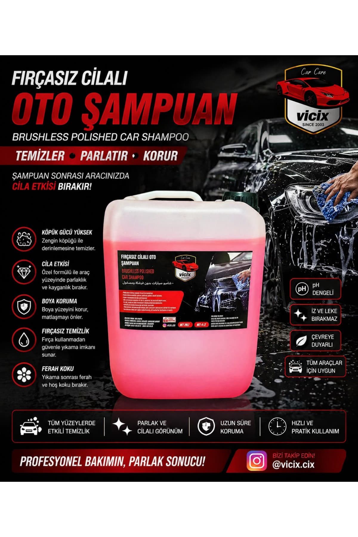 Fırçasız Cilalı Oto Şampuan 4lt 1 Adet