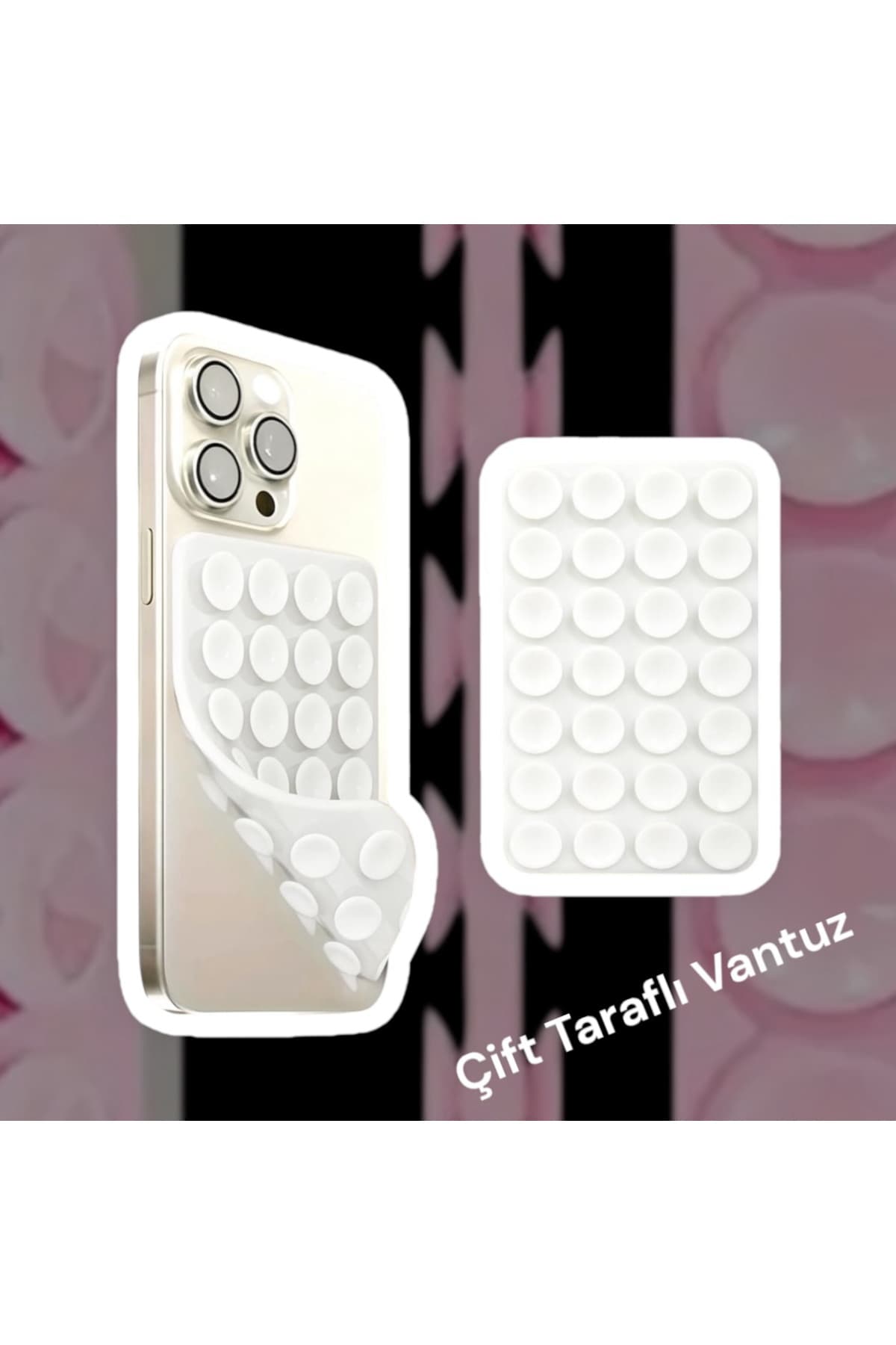 Slikon Çift Taraflı Vantuz Telefon Tutucu Vakum,Cama Yapışan Çift Taraflı