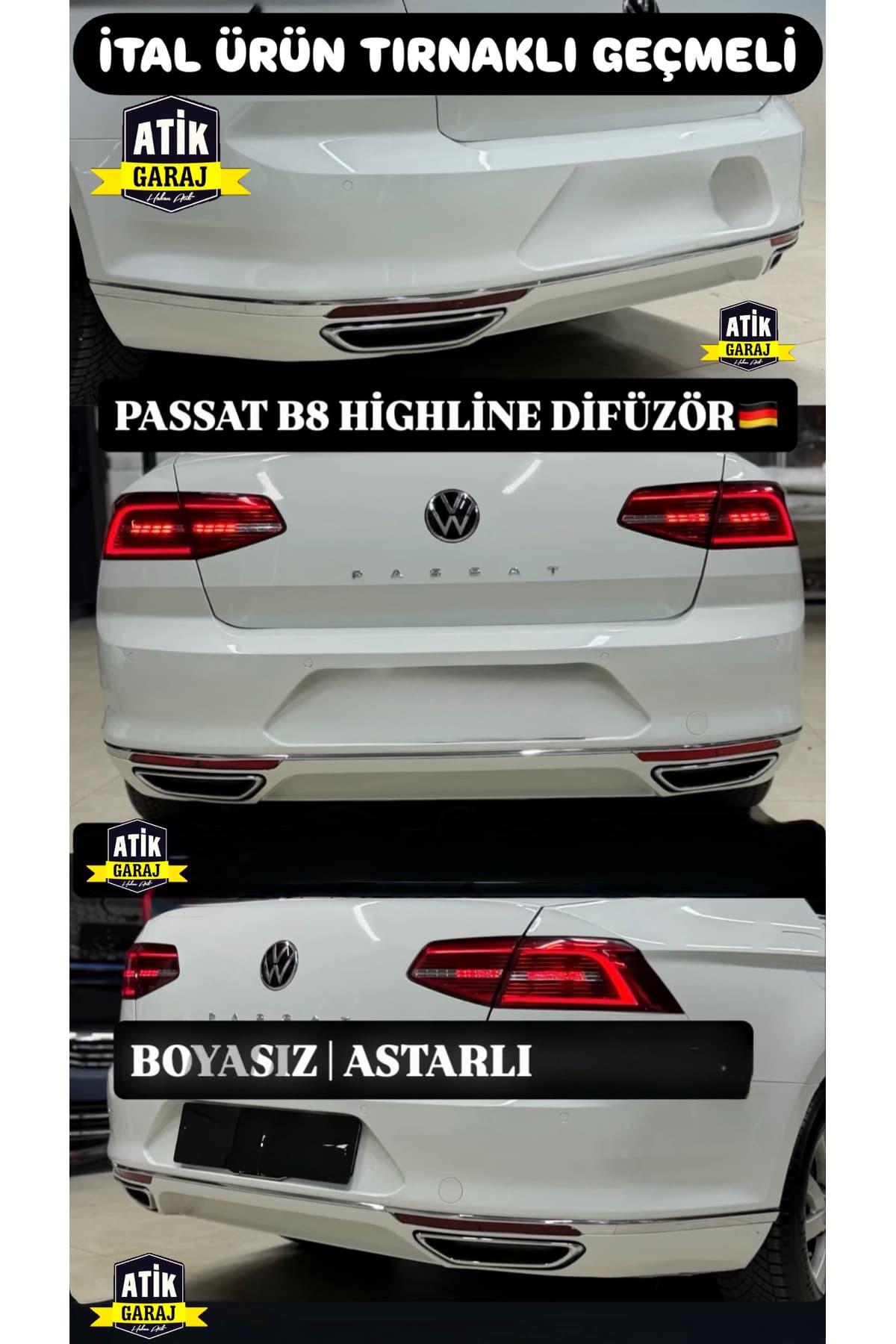 Passat B8 R-Line Arka Tampon Difüzör