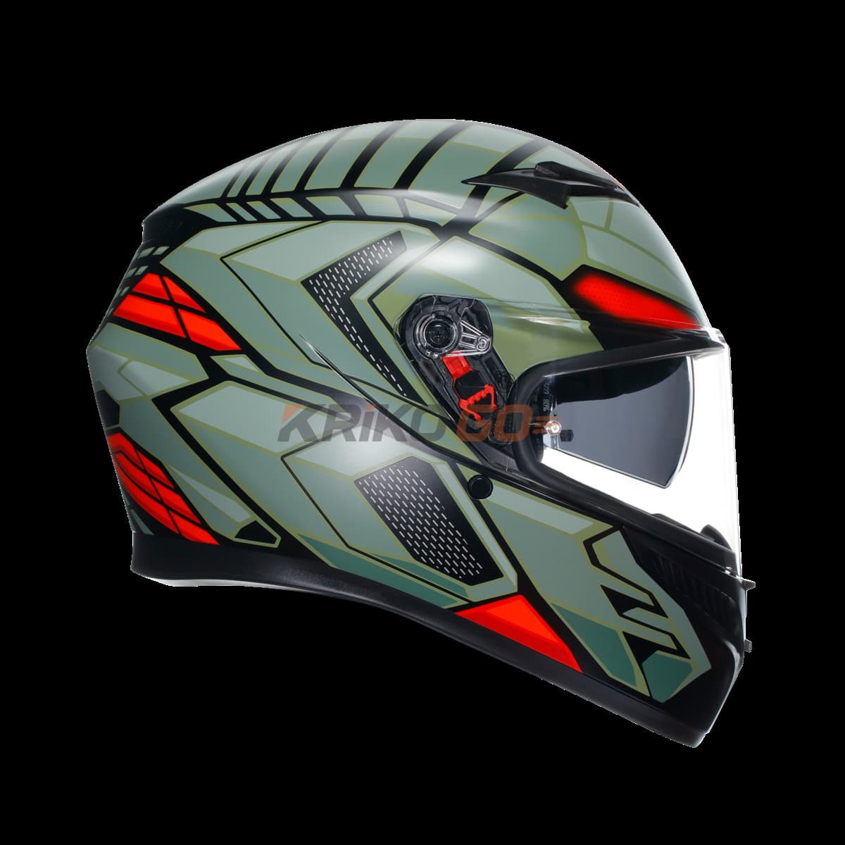 Agv Agv K3  Decept Matt Black Green Red Kapalı Kask