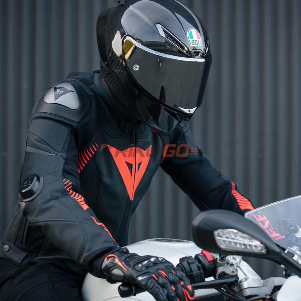 Dainese Dainese Super Speed 4 Black Matt Fluo Red Deri Ceket