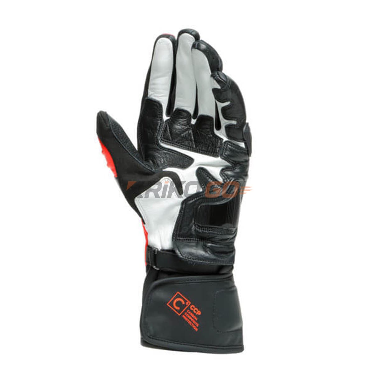 Dainese Dainese Carbon 3 Long Deri Eldiven Black Fluo Red White