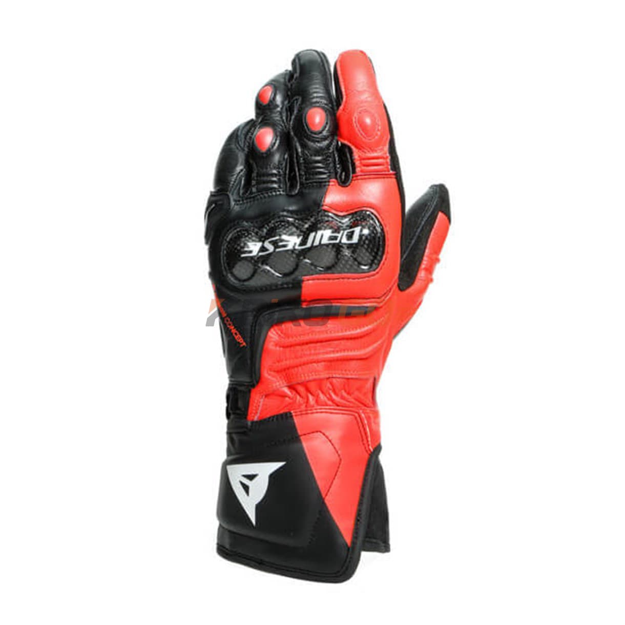 Dainese Dainese Carbon 3 Long Deri Eldiven Black Fluo Red White