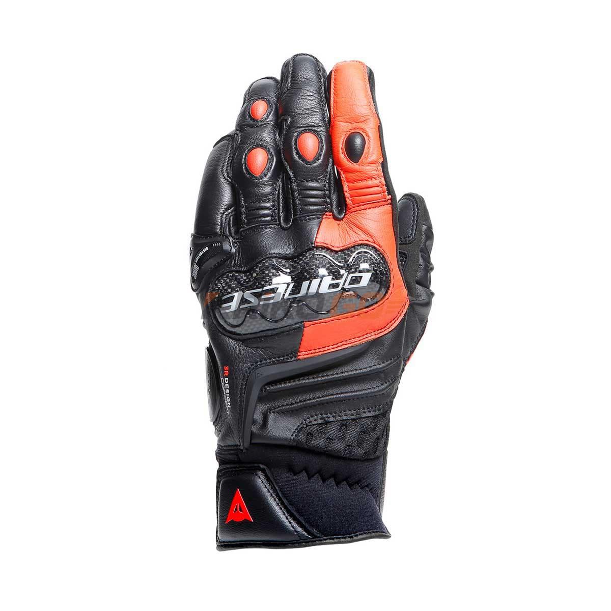 Dainese Dainese Carbon 4 Short Black Fluo Red Deri Eldiven