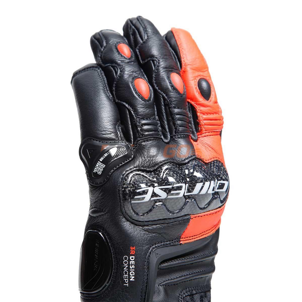 Dainese Dainese Carbon 4 Short Black Fluo Red Deri Eldiven