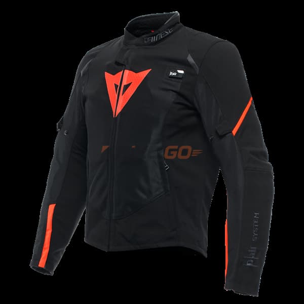 Dainese Smart Jacket LS Sport Black Fluo Red Airbag Tekstil Mont