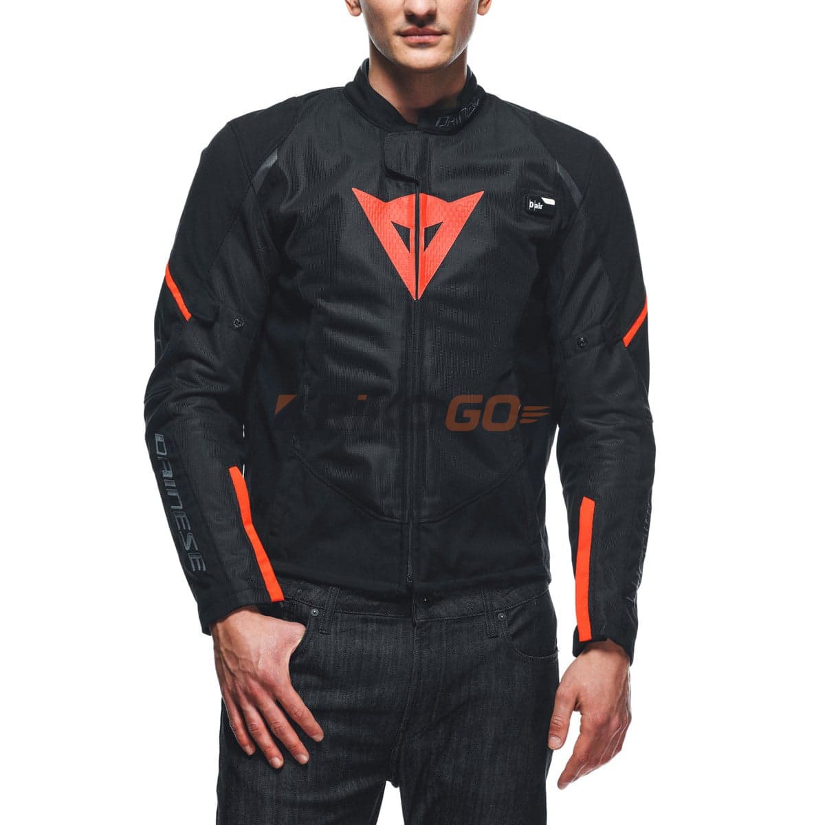 Dainese Dainese Smart Jacket LS Sport Black Fluo Red Airbag Tekstil Mont