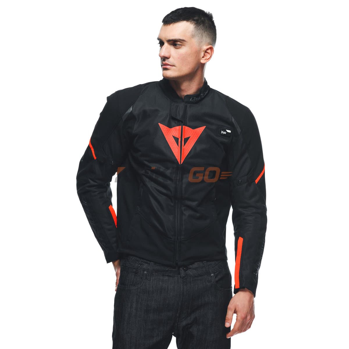 Dainese Dainese Smart Jacket LS Sport Black Fluo Red Airbag Tekstil Mont