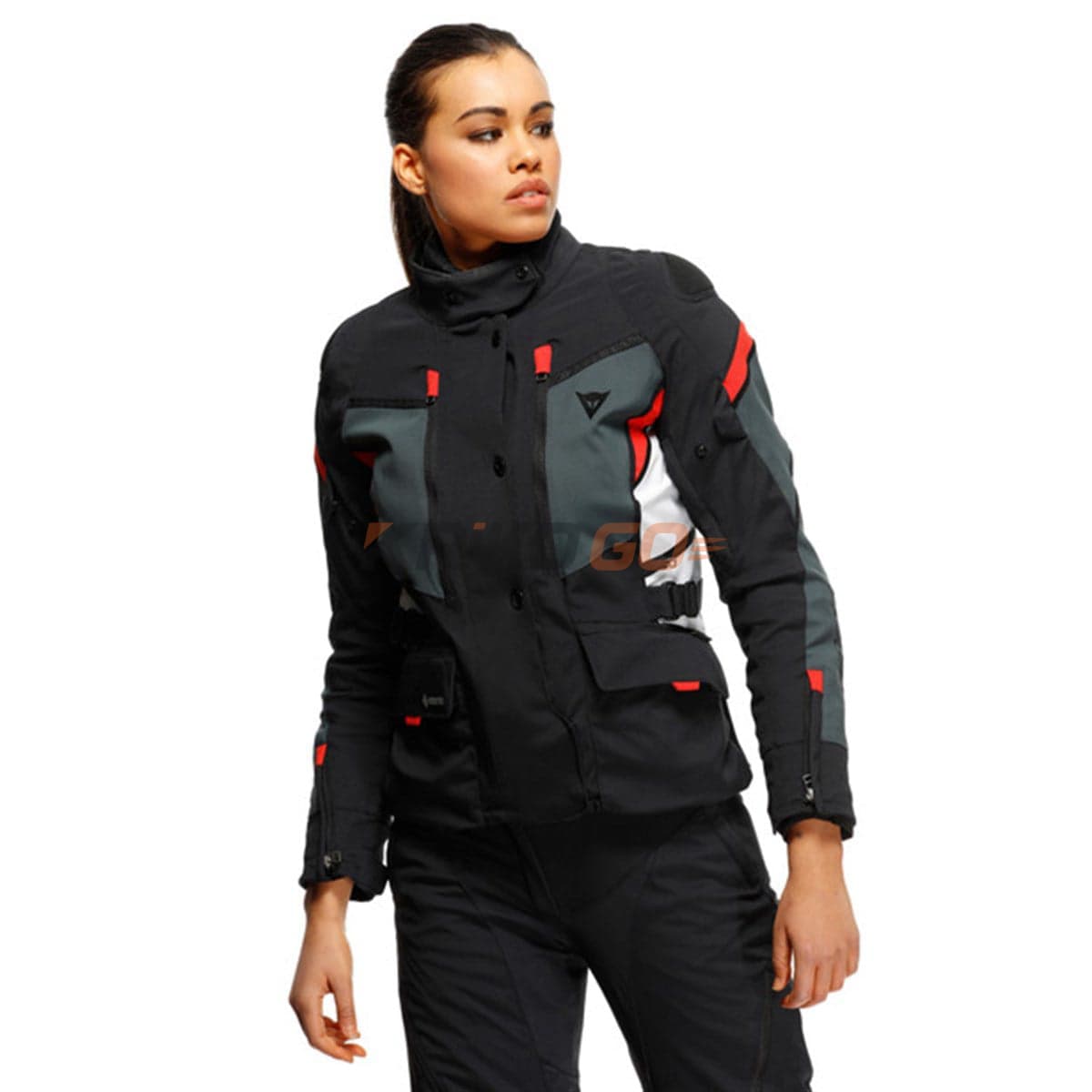Dainese Carve Master 3 Black Ebony Lava Red Kadın Gore-Tex Mont