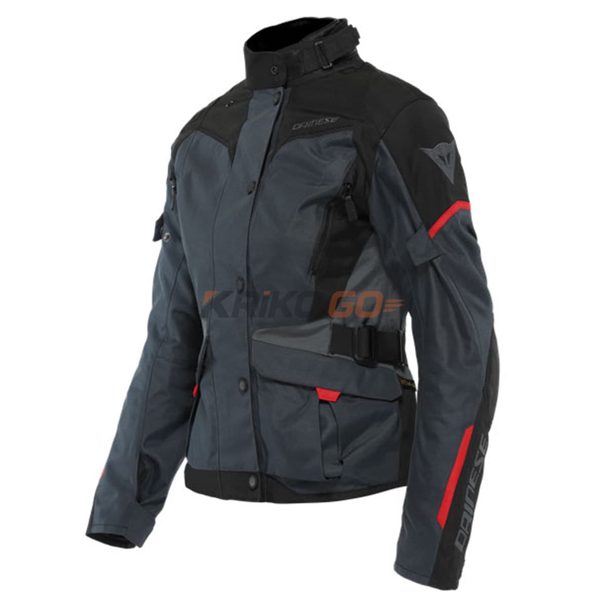 Dainese Tempest 3 Ebony Black Lava Red D-Dry Kadın Mont