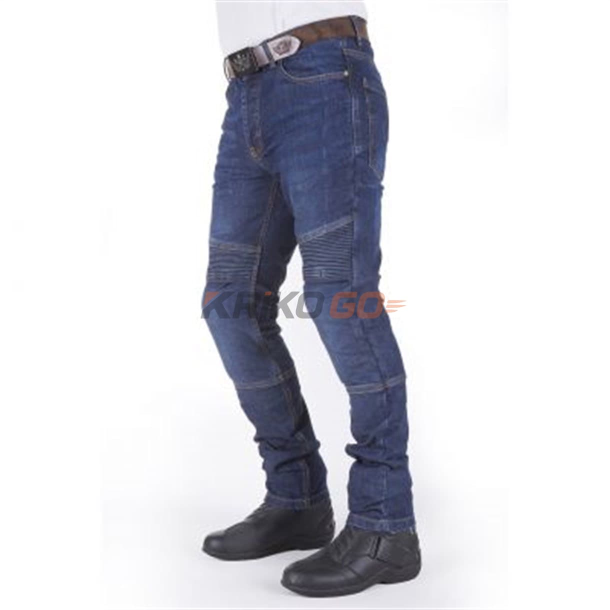 Motobike Motobike Jeans 6005 Diz Körüklü Lacivert Aramid Korumalı Motosiklet Kot Pantolon