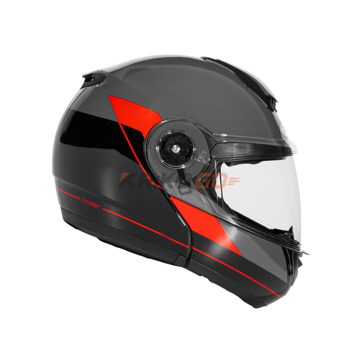 Zeus ZS-3050 BE7 Grey Red Çene Açılır Kask