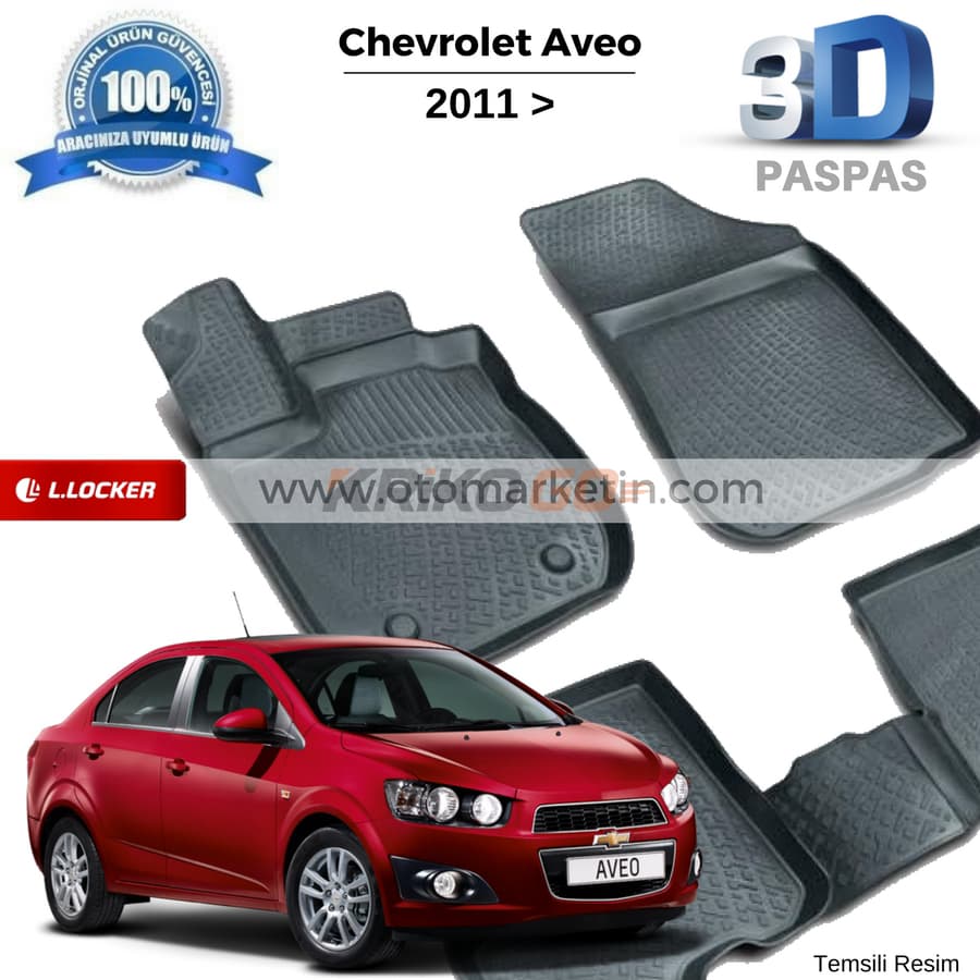 Chevrolet Aveo Sedan 3D Havuzlu Paspas 2011 Sonrası