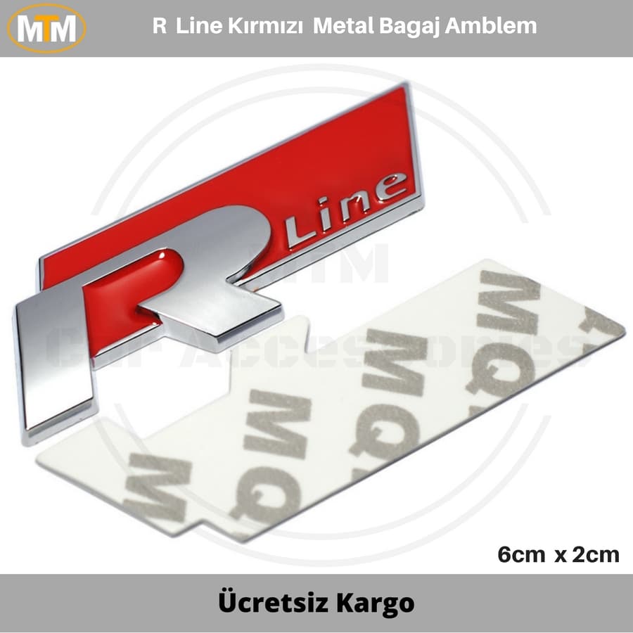 Vw R Line Kırmızı Metal Bagaj Arma