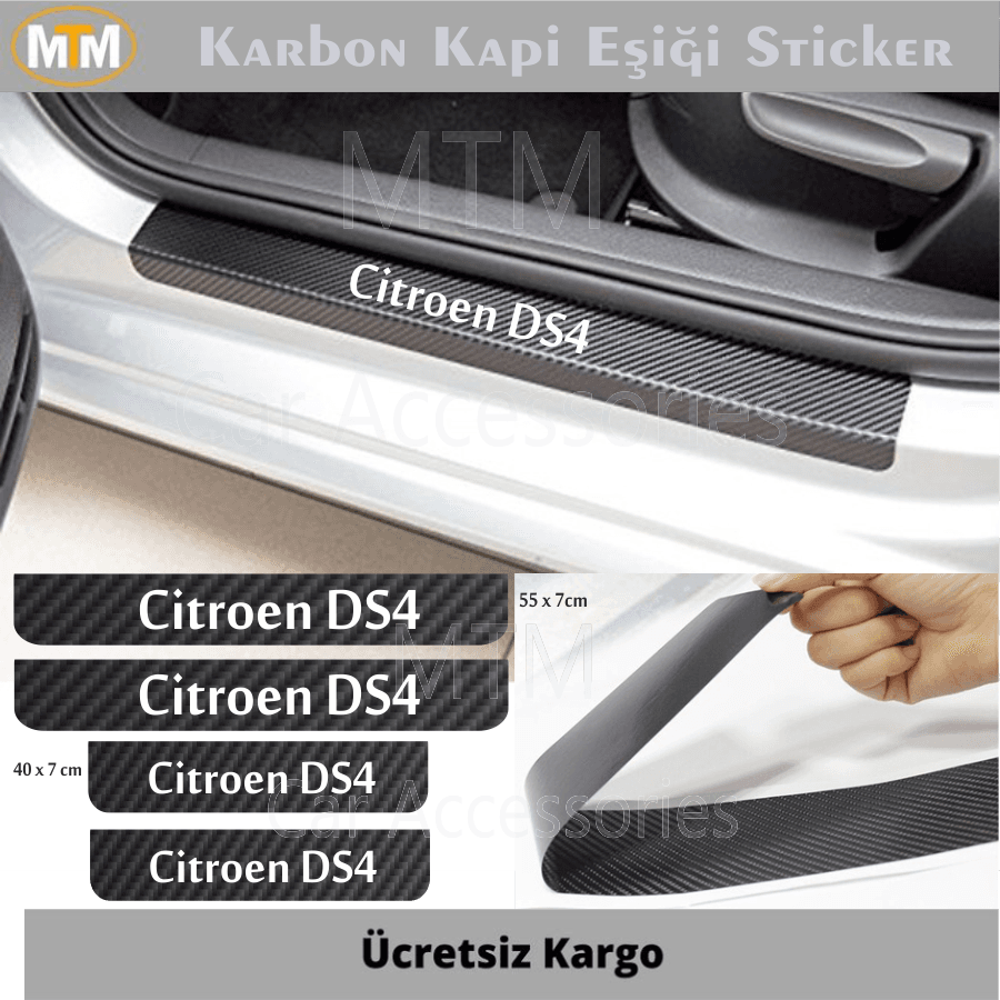 Citroen DS4 Karbon Kapı Eşiği Sticker (4 Adet)