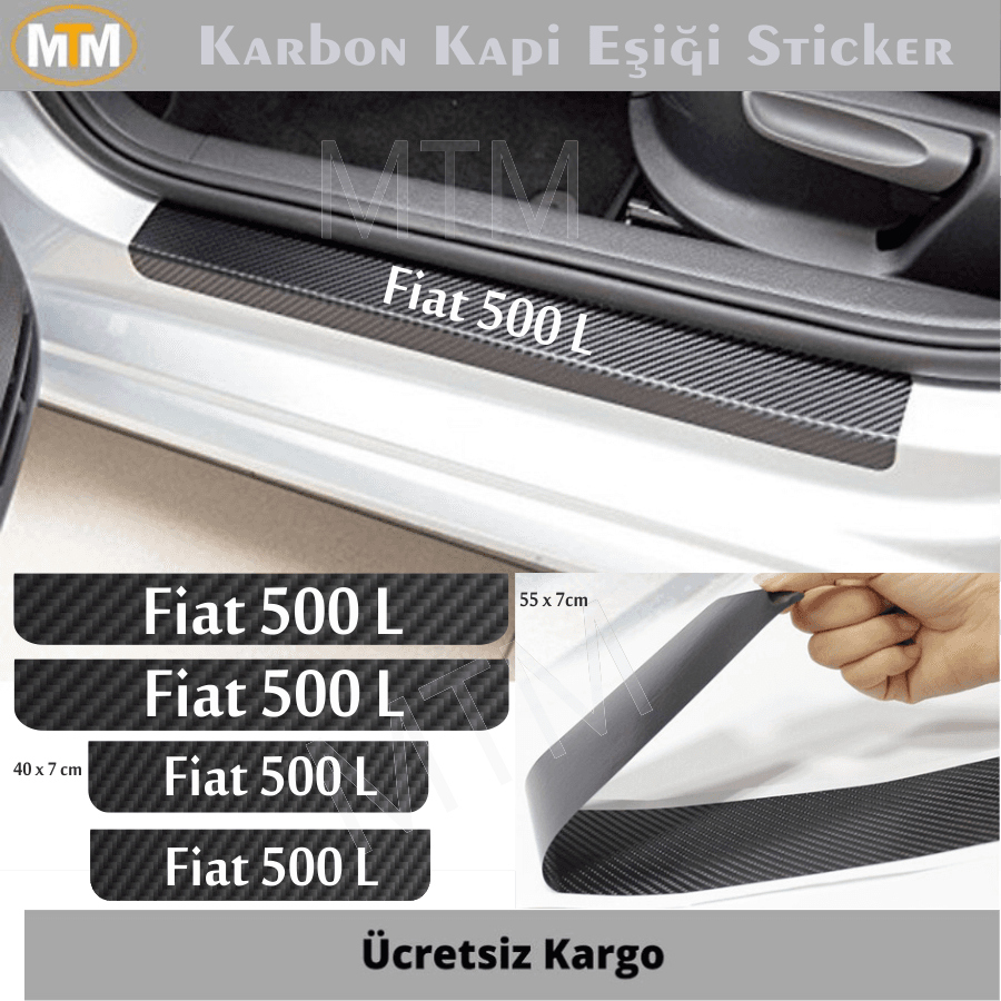 Fiat 500L Karbon Kapı Eşiği Sticker (4 Adet)