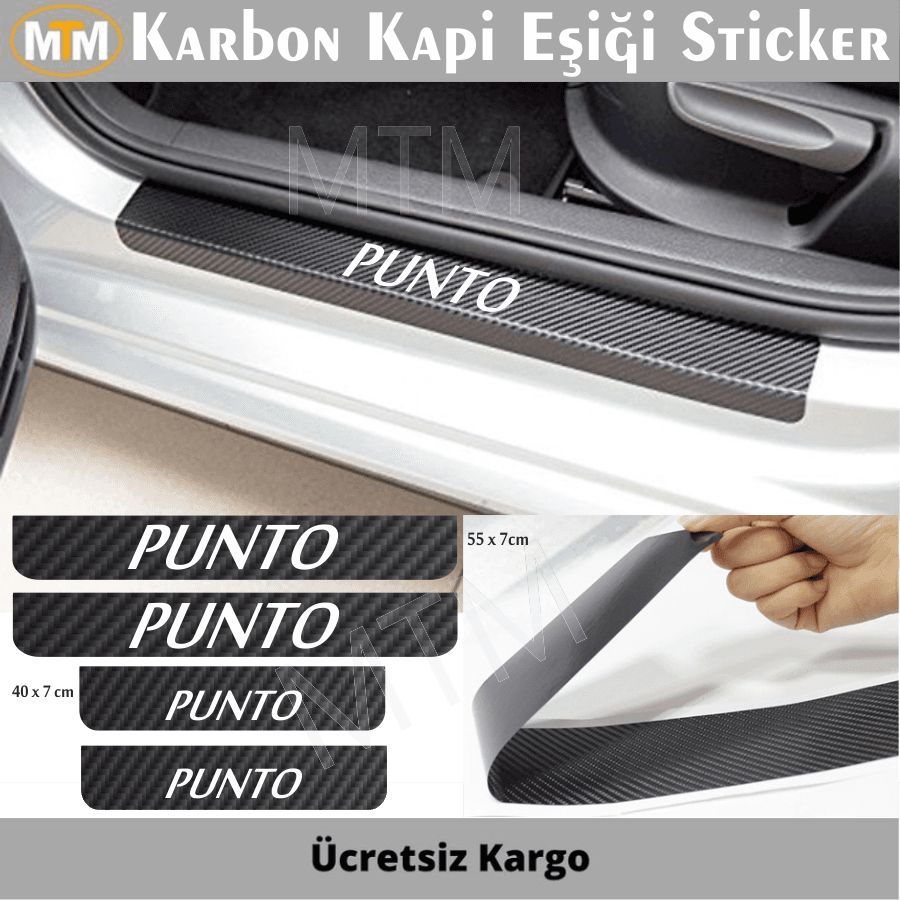 Fiat Punto Karbon Kapı Eşiği Sticker (4 Adet)