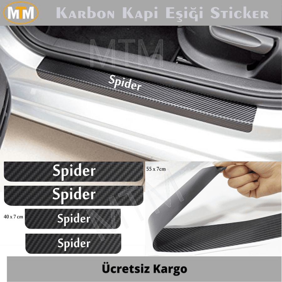 Fiat Spider Karbon Kapı Eşiği Sticker (4 Adet)