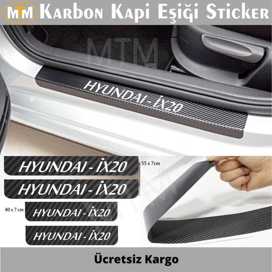 Hyundai İx20 Karbon Kapı Eşiği Sticker (4 Adet)