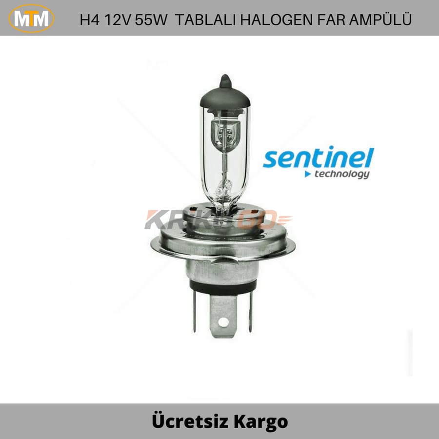 H4 Tablalı Halogen Far Ampülü 12V 55W