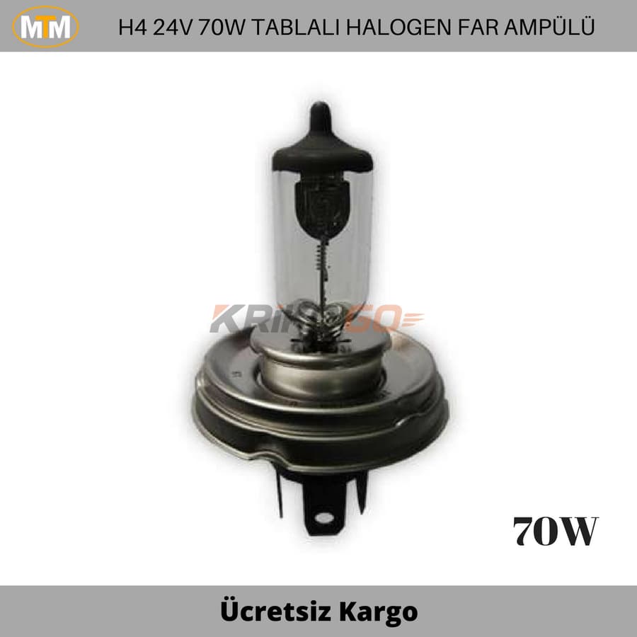 H4 Tablalı Halogen Far Ampülü 24V 70W