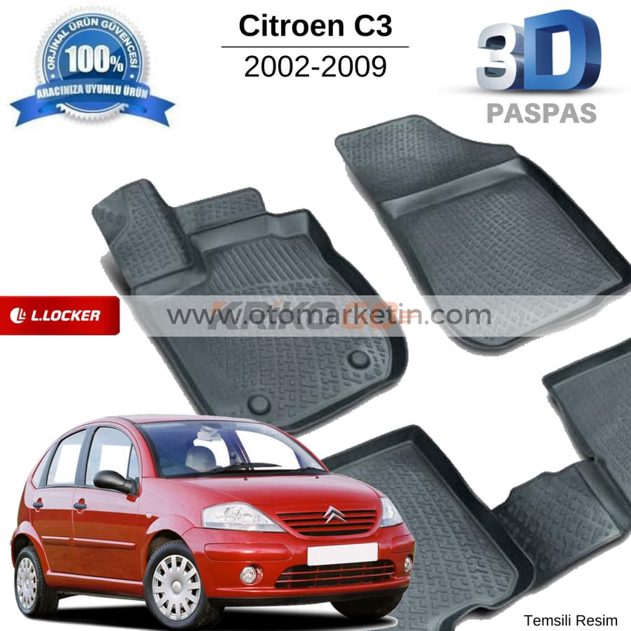 Citroen C3 3D Havuzlu Paspas 2002-2009