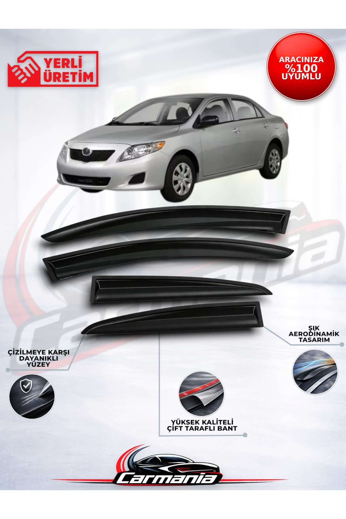 CarMania Toyota Corolla 2007 - 2012 Cam Rüzgarlığı 4'lü Set