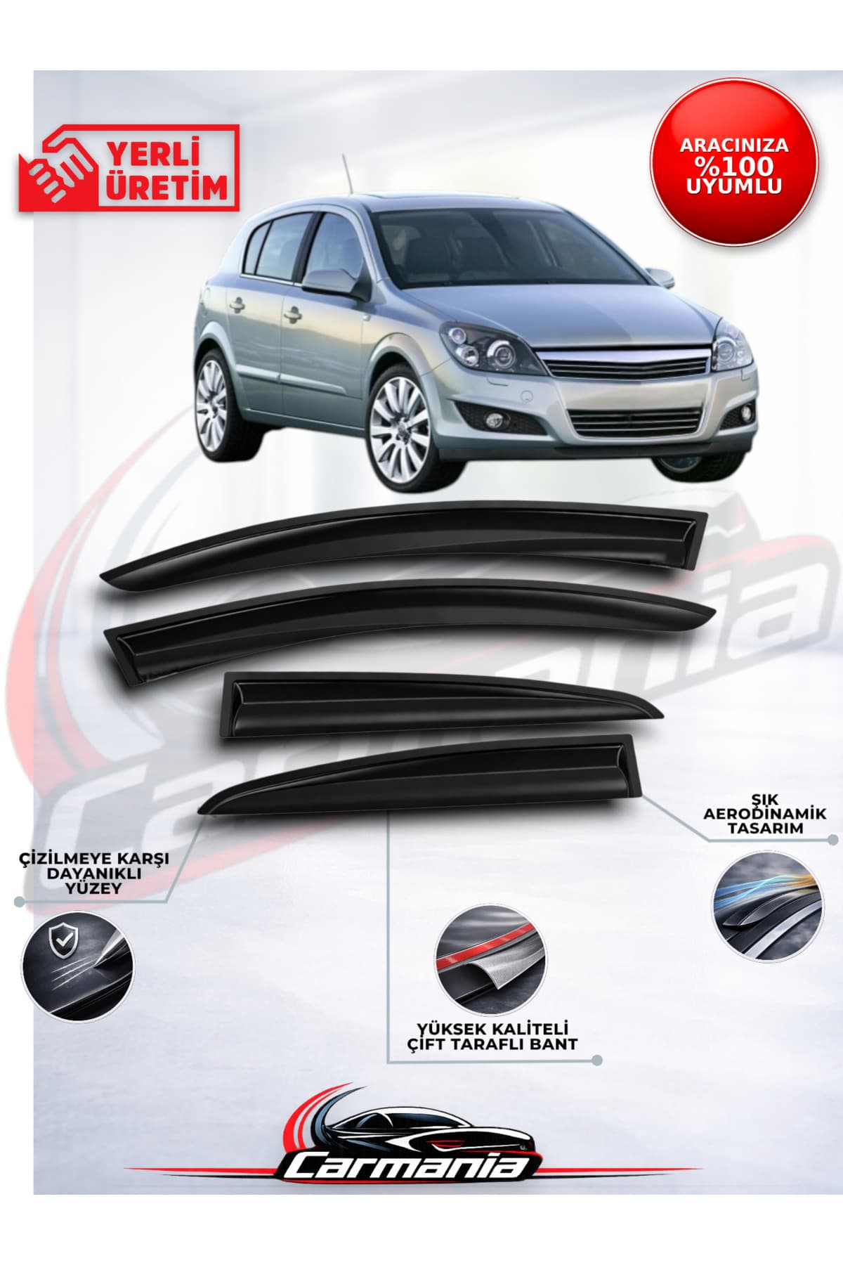CarMania Opel Astra H (2004-2013) Cam Rüzgarlığı 4'lü Set